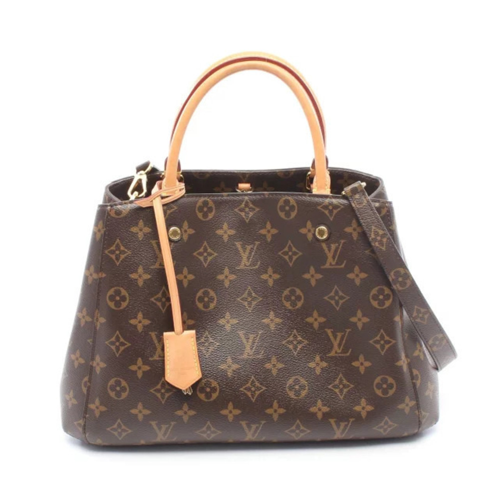 Louis Vuitton Montaigne Monogram Handbag Canvas Leather Brown